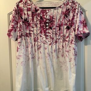 Source Unknown Pink and White Floral Blouse